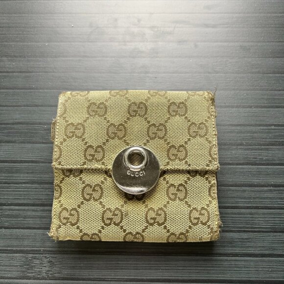 Gucci W Hook Wallet GG Canvas Beige Canvas Authentic|Used - Picture 1 of 5